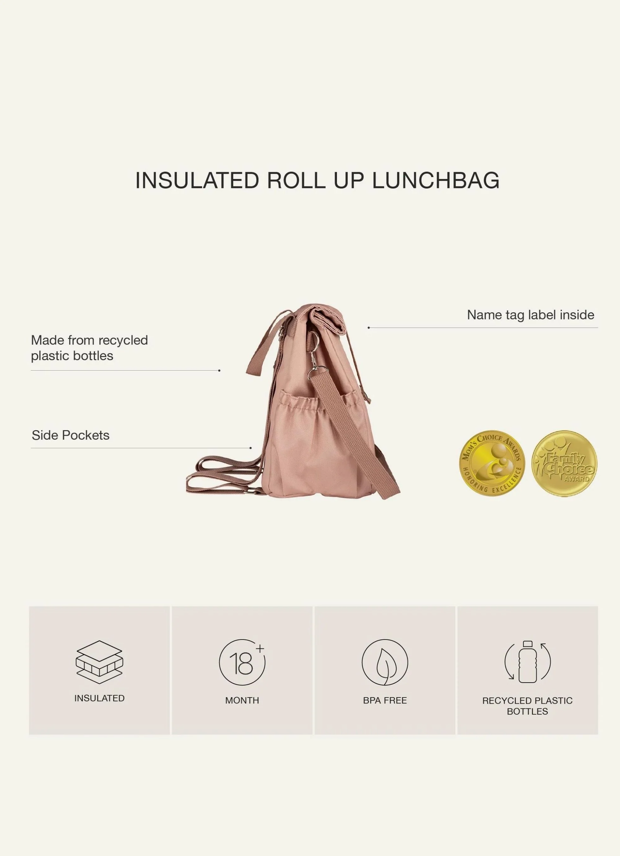 Rollup Thermal Lunch Bag - Pink - Image 7