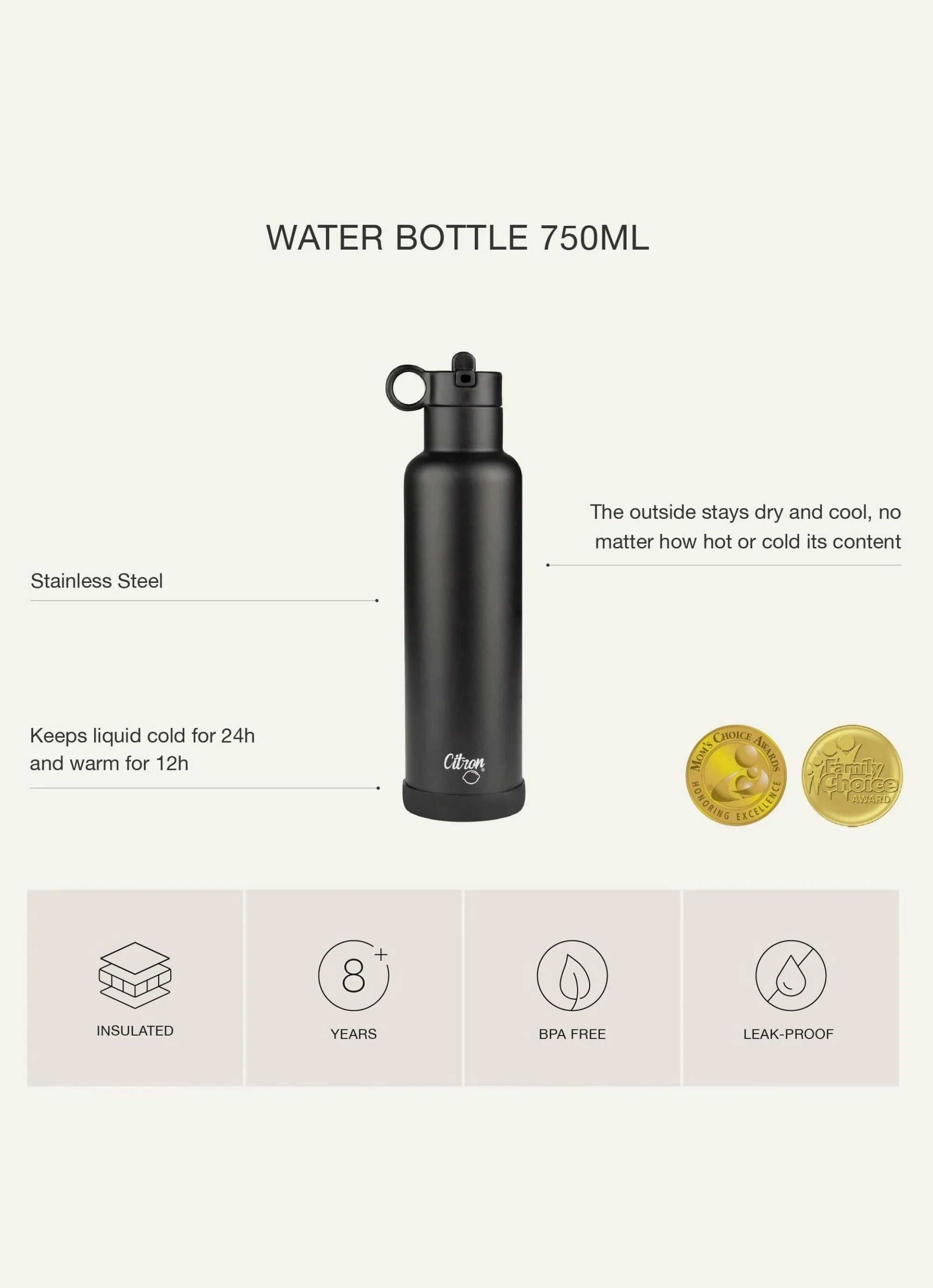 750ml Insulated Water Bottle - Thunder Yellow - Image 8